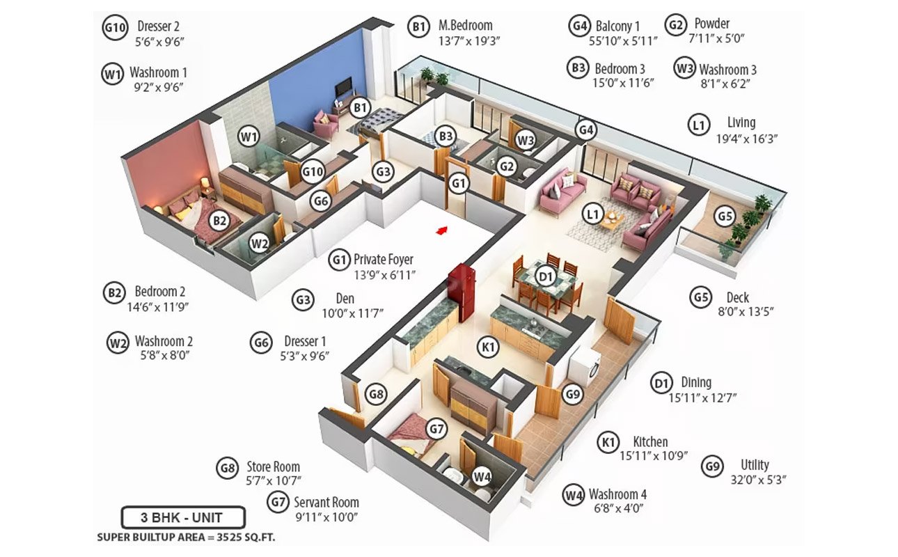 Trump Towers Sector 65- Gurgaon Layout 3bhk